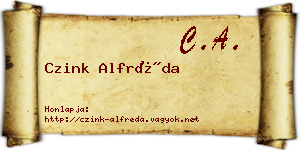Czink Alfréda névjegykártya